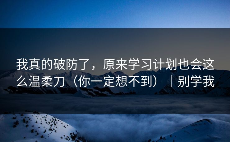我真的破防了，原来学习计划也会这么温柔刀（你一定想不到）｜别学我