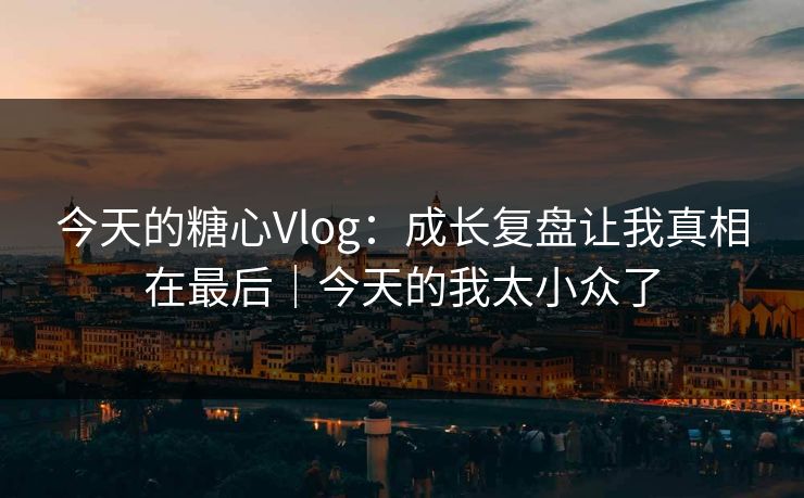 今天的糖心Vlog：成长复盘让我真相在最后｜今天的我太小众了