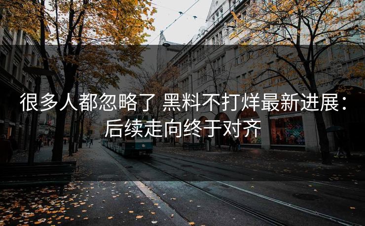 很多人都忽略了 黑料不打烊最新进展：后续走向终于对齐