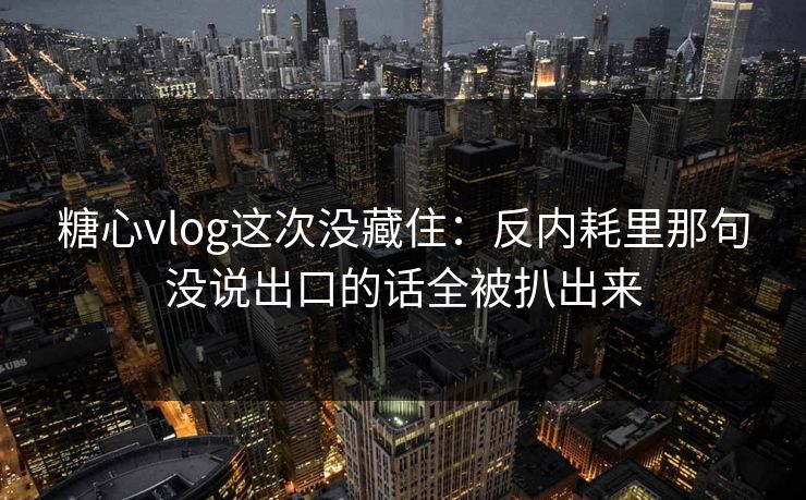 糖心vlog这次没藏住：反内耗里那句没说出口的话全被扒出来