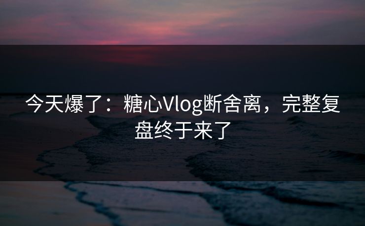 今天爆了：糖心Vlog断舍离，完整复盘终于来了