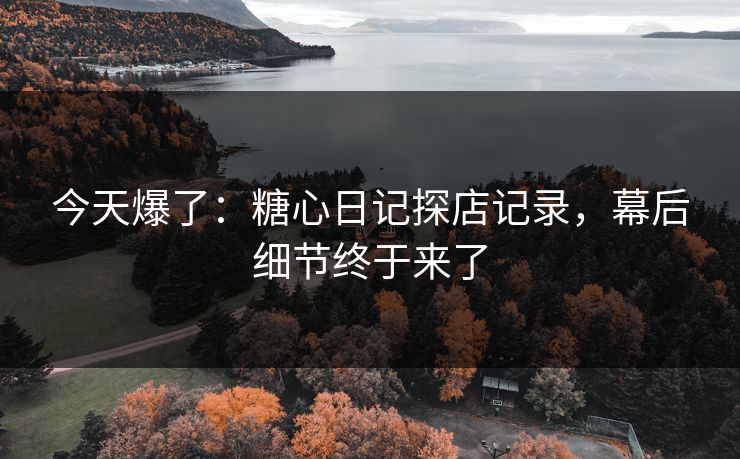 今天爆了：糖心日记探店记录，幕后细节终于来了