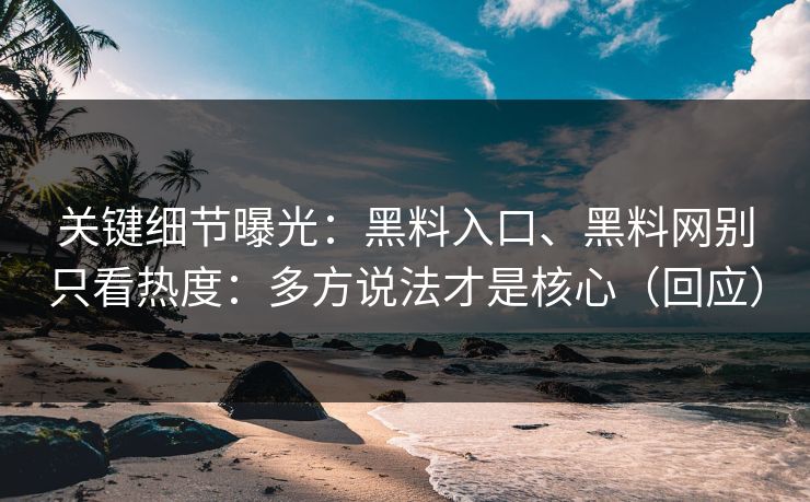关键细节曝光：黑料入口、黑料网别只看热度：多方说法才是核心（回应）