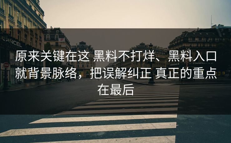 原来关键在这 黑料不打烊、黑料入口就背景脉络，把误解纠正 真正的重点在最后