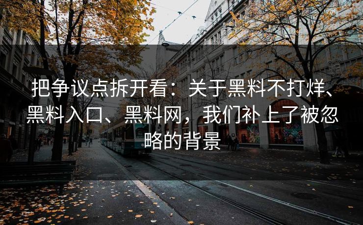 把争议点拆开看：关于黑料不打烊、黑料入口、黑料网，我们补上了被忽略的背景