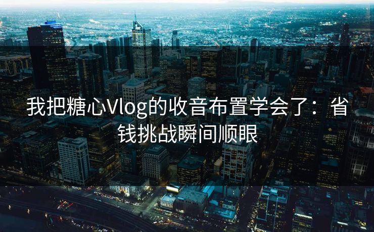 我把糖心Vlog的收音布置学会了：省钱挑战瞬间顺眼