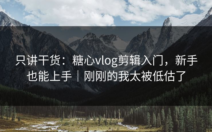 只讲干货：糖心vlog剪辑入门，新手也能上手｜刚刚的我太被低估了