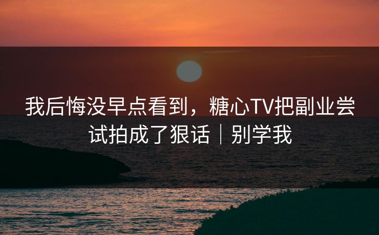 我后悔没早点看到，糖心TV把副业尝试拍成了狠话｜别学我