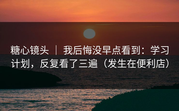 糖心镜头 ｜ 我后悔没早点看到：学习计划，反复看了三遍（发生在便利店）