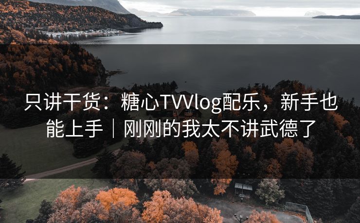 只讲干货：糖心TVVlog配乐，新手也能上手｜刚刚的我太不讲武德了
