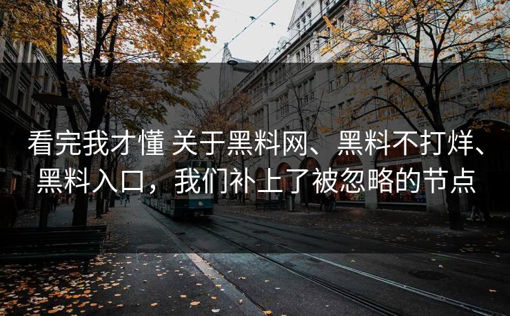 看完我才懂 关于黑料网、黑料不打烊、黑料入口，我们补上了被忽略的节点