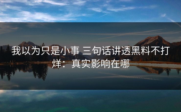 我以为只是小事 三句话讲透黑料不打烊：真实影响在哪