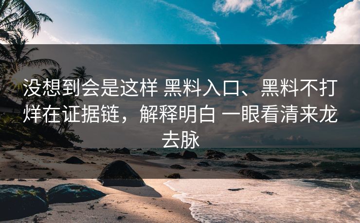没想到会是这样 黑料入口、黑料不打烊在证据链，解释明白 一眼看清来龙去脉