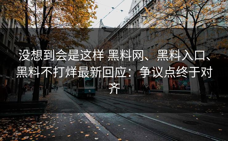 没想到会是这样 黑料网、黑料入口、黑料不打烊最新回应：争议点终于对齐