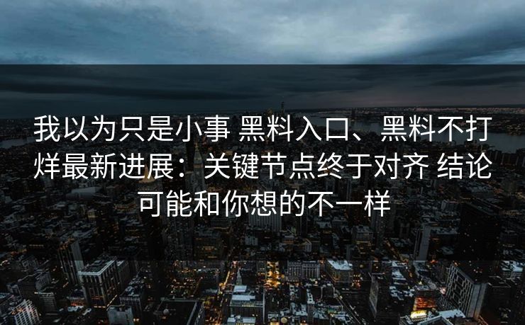 我以为只是小事 黑料入口、黑料不打烊最新进展：关键节点终于对齐 结论可能和你想的不一样